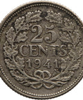1941 25 Cents Netherlands Coin Silver