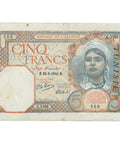 1941 Algeria 5 Francs Banknote