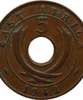1942 5 Cents East Africa Coin George VI