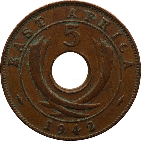 1942 5 Cents East Africa Coin George VI