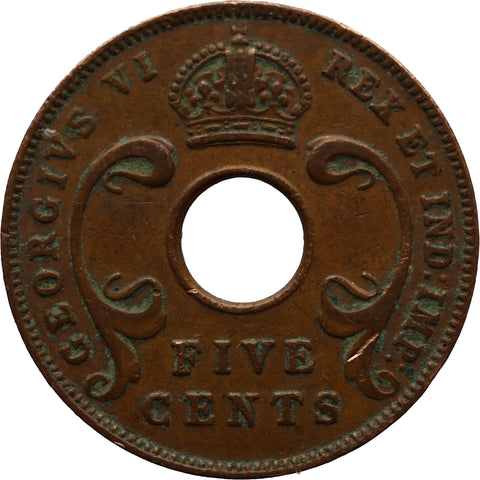 1942 5 Cents East Africa Coin George VI