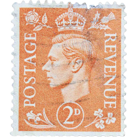 1942 Great Britain 2 d - British Penny King George VI Used Postage Stamps