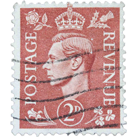 1942 King George VI 2 d - British Penny Used Postage Stamp