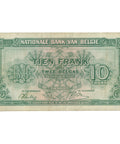 1943 Belgium 10 Francs Banknote