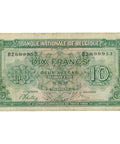 1943 Belgium 10 Francs Banknote