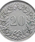 1943 Switzerland 20 Rappen Coin