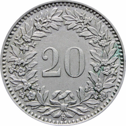 1943 Switzerland 20 Rappen Coin