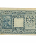 1944 Italy 10 Lire Banknote