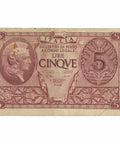 1944 Italy 5 Lire Banknote