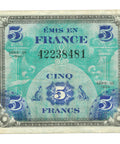 1944 France 5 Francs Allied Military Currency Banknote