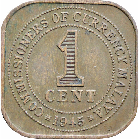 1945 Malaya George VI One Cent Smaller Type Coin