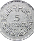 1946 5 Francs France Coin Paris Mint