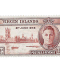 1946 1½ d British Virgin Islands Stamp King George VI and Houses of Parliament