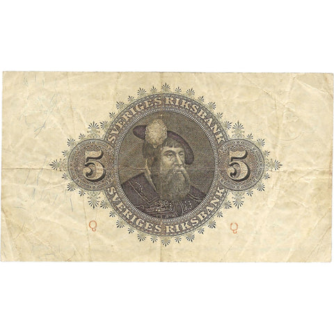 1952 Sweden 5 Kronor Banknote