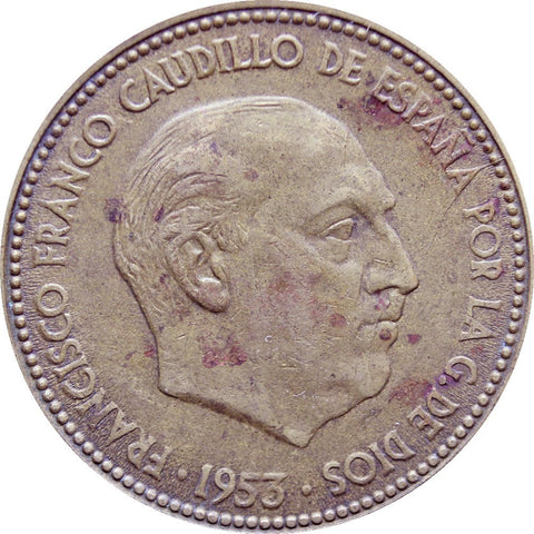 1953 2.5 Pesetas Spain Francisco Franco Coin