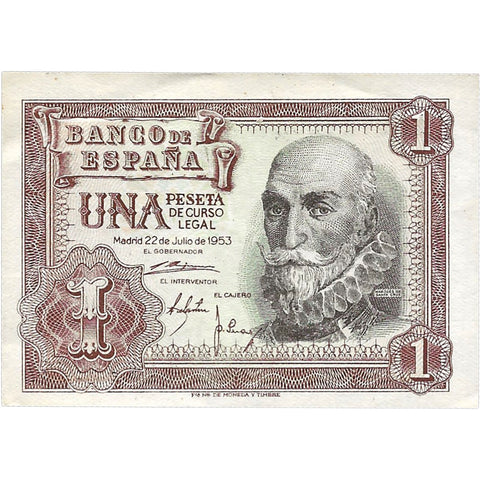 1953 Spain 1 Peseta Banknote