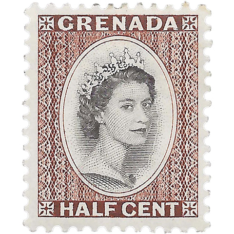 1953 Half East Caribbean cent Elizabeth II Grenada Stamp