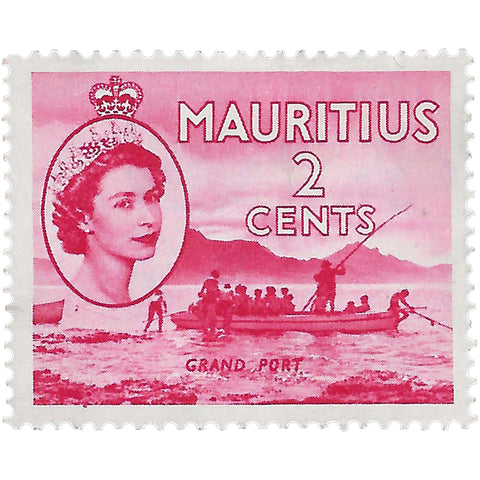 1954 2 Mauritian cent Elizabeth II Mauritius Stamp Grand Port