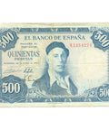 1954 Spain 500 Pesetas Banknote
