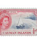 1955 Quarter British Penny Elizabeth II Cayman Islands Stamp Catboat
