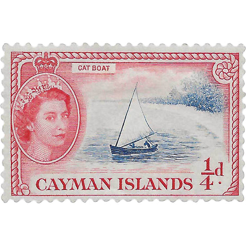1955 Quarter British Penny Elizabeth II Cayman Islands Stamp Catboat
