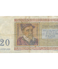 1956 Belgium 20 Francs Banknote