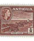 1956 Half East Caribbean cent Elizabeth II Antigua and Barbuda Stamp Fort James