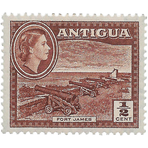 1956 Half East Caribbean cent Elizabeth II Antigua and Barbuda Stamp Fort James