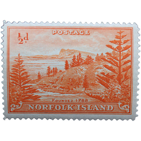 1956 Stamp Norfolk Island View of Ball Bay 1/2 d - Australian penny