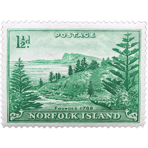 1956 Stamp Norfolk Island View of Ball Bay 1 and half d - Australian penny