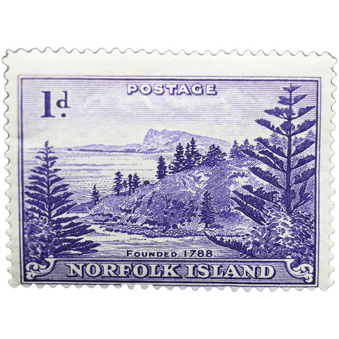 1956 Stamp Norfolk Island View of Ball Bay 1 d - Australian penny