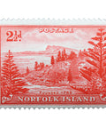 1956 Stamp Norfolk Island View of Ball Bay 2 and half d - Australian penny