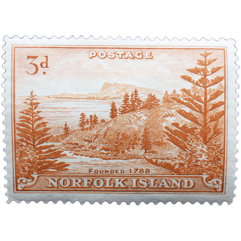 1956 Stamp Norfolk Island View of Ball Bay 3 d - Australian penny