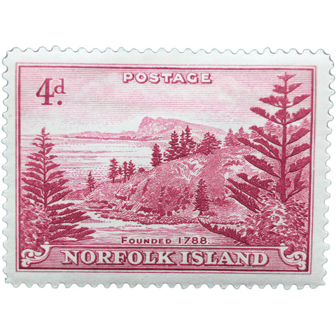 1956 Stamp Norfolk Island View of Ball Bay 4 d - Australian penny