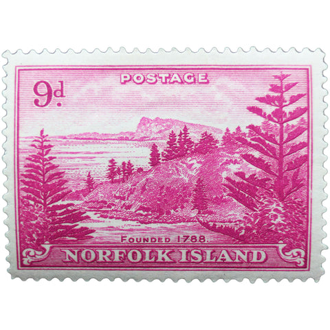 1956 Stamp Norfolk Island View of Ball Bay 9 d - Australian penny