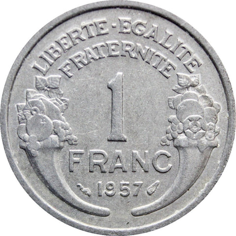 1957 One Francs France Coin Wing Mark