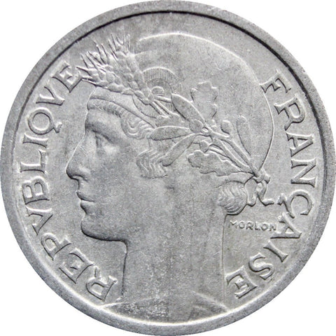 1957 One Francs France Coin Wing Mark