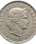 1957 Switzerland 20 Rappen Coin