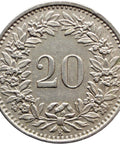 1957 Switzerland 20 Rappen Coin