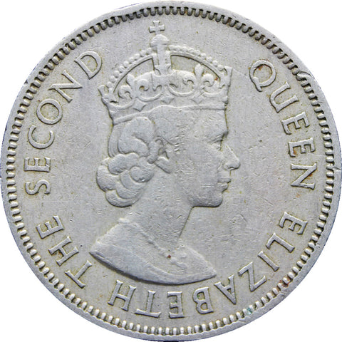 1957 Fiji Queen Elizabeth II One Shilling Coin 1st portrait