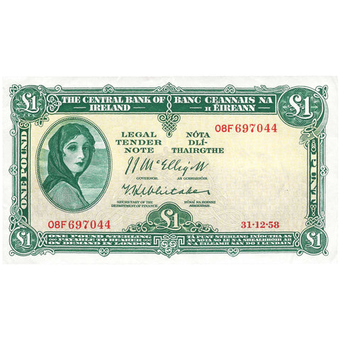 1958 1 Pound Ireland Banknote Tá Punt Lady Hazel Lavery