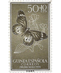 1958 50+10 Spanish Céntimos Spanish Guinea Stamp African Monarch (Danaus chrysippus) Flowers Butterflies