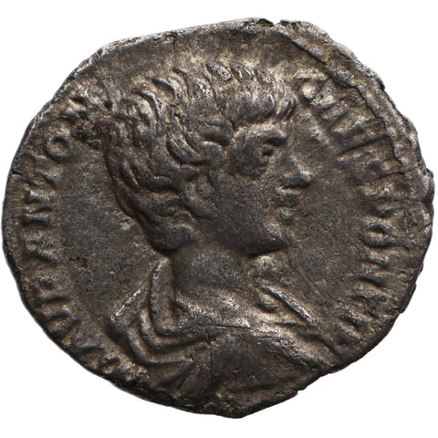 196 - 198 Roman Empire Denarius Caracalla Coin Roma Mint