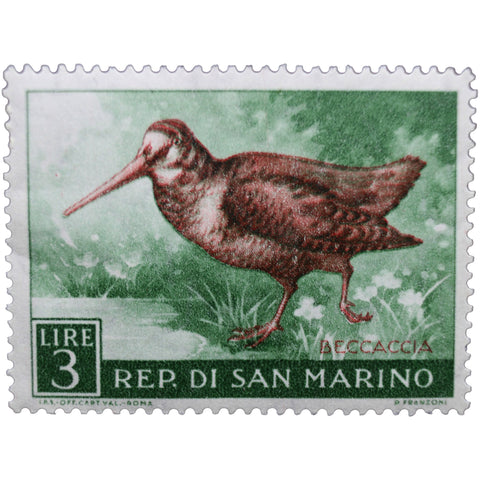 1960 Stamp San Marino 3 Lira Eurasian Woodcock (Scolopax rusticola)