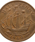 1960 Half Penny Elizabeth II United Kingdom Coin