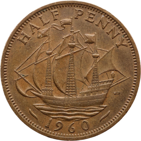 1960 Half Penny Elizabeth II United Kingdom Coin