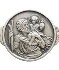 1961 Silver Religion St Christopher Plaque Pendant Vintage
