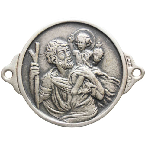 1961 Silver Religion St Christopher Plaque Pendant Vintage