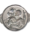 1961 Silver Religion St Christopher Plaque Pendant Vintage