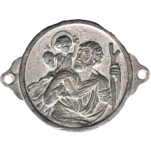 1961 Silver Religion St Christopher Plaque Pendant Vintage